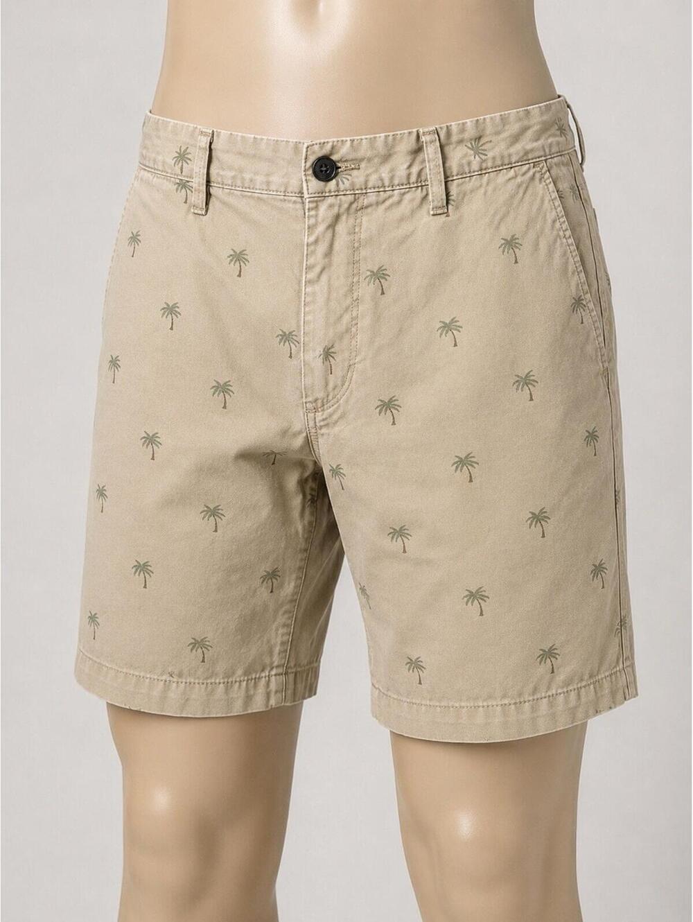 Gap Palm Tree  Men’s Size 32 Flat Front Chino Cotton Shorts Beige NWOT